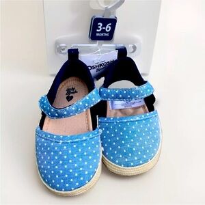 NEW- OshKosh B'gosh GIRLS Mary Janes - SHOES - Blue/White - Size 2, 3-6M, NWT